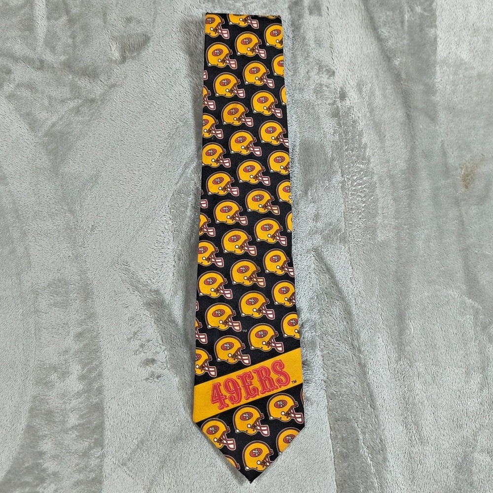 Vintage San Francisco 49ers Tie Mens Yellow Red Black Football‎ NFL 90s Game Day